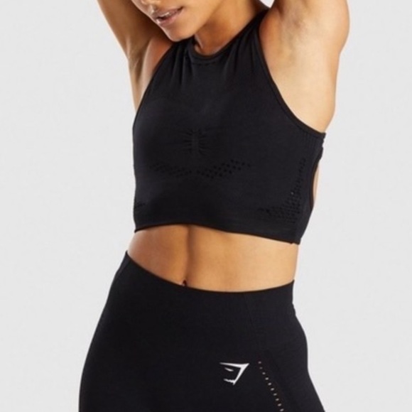 Gymshark Flawless Knit Sports Bra- Black - Picture 1 of 5